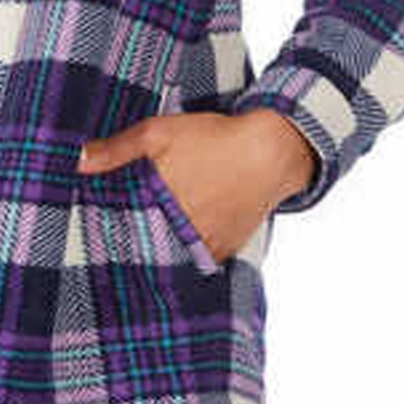 Soho Threads Ladies' Plush Shirt Jacket Top BLUE - Picture 8 of 9